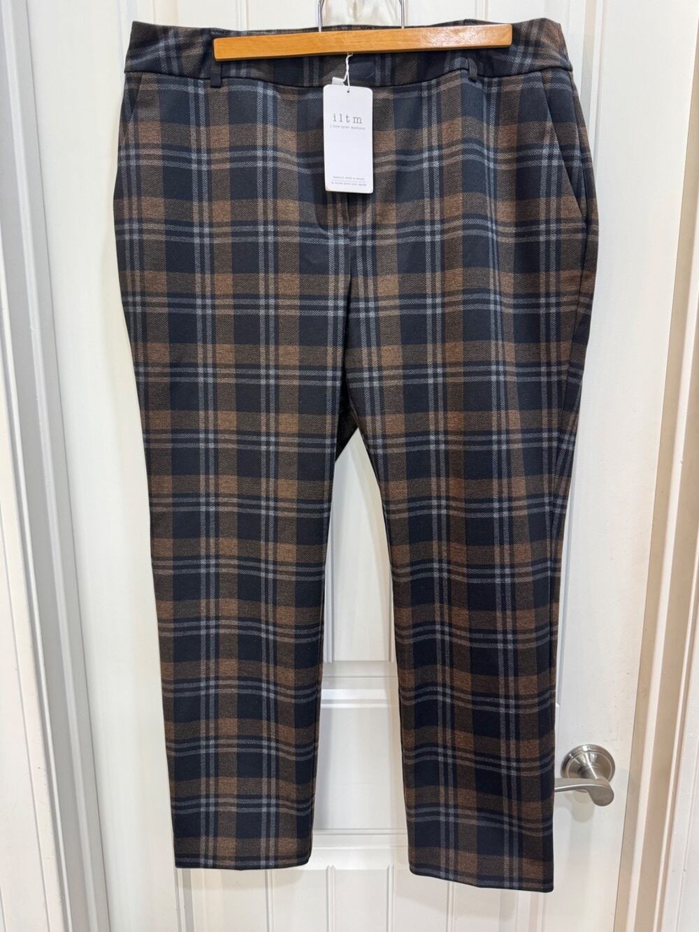 I Love Tyler Madison Plaid Pants Womens XLP Extra Large Petite Stretch Ankle NEW